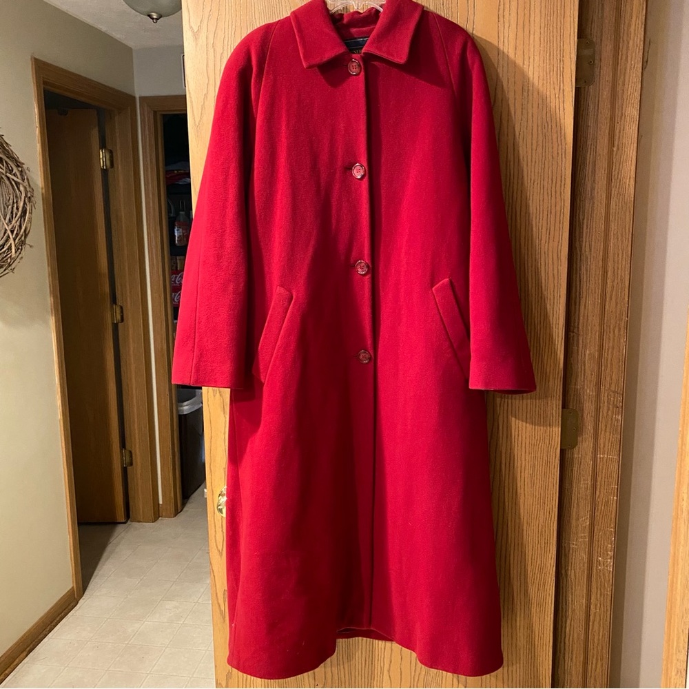 Pendleton Coat Women’s 18 Red Cashmere Blend Overcoat Single Breasted Button Dn. - Picture 1 of 10